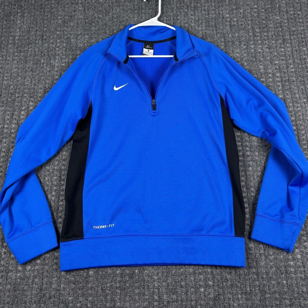 Nike Therma-FIT 1/4 Zip Pullover Training Top Medium Blue Black 56323